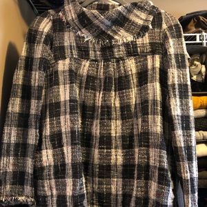 Free people plaid cowl neck top